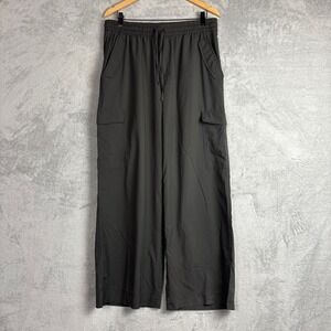 Old Navy Charcoal Grey Wide Leg Cargo Pants High Rise Elastic Drawstring Large